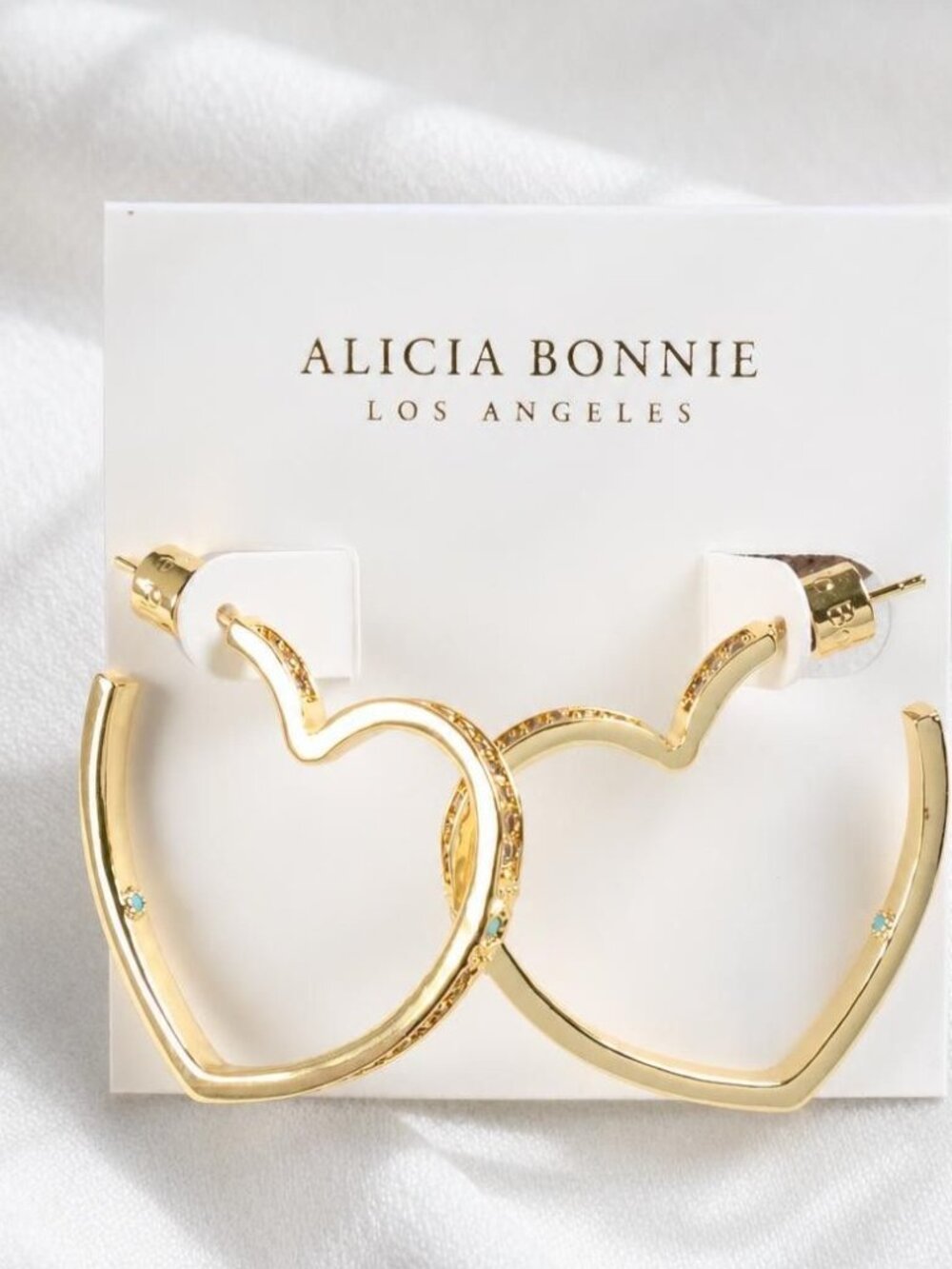 Alicia Bonnie Amora Gold Crystal Heart Hoop Earrings